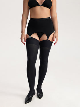 Чорні цупкі панчохи під пояс